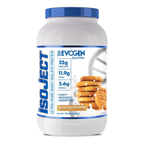 Evogen | IsoJect | Whey Isolate Protein Powder| Peanut Butter Cookie Flavor | Front Image Bottle