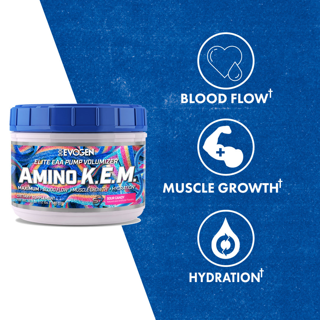 Evogen | Amino K.E.M. | Elite EAA Pump Volumizer | Sour Candy | Max Claims
