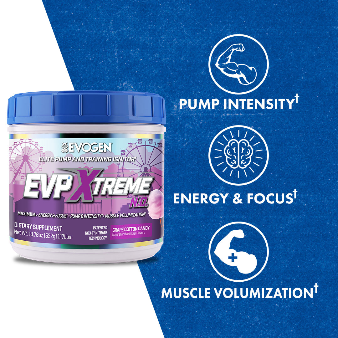 Evogen | EVP Xtreme N.O. | Pre-Workout | Stimulant | Arginine Nitrate | Grape Cotton Candy | Max Claims