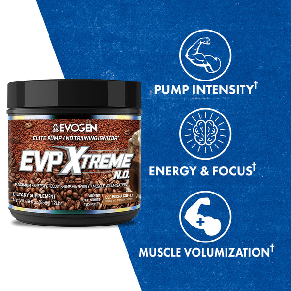 Evogen | EVP Xtreme N.O. | Pre-Workout Powder | Stimulant | Arginine Nitrate | Iced Mocha Coffee Flavor | Max Claims